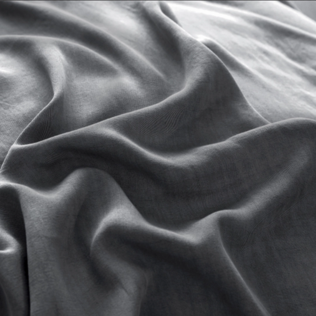 Organic Bamboo Stone Washed Quilt Cover Set - Charcoal
