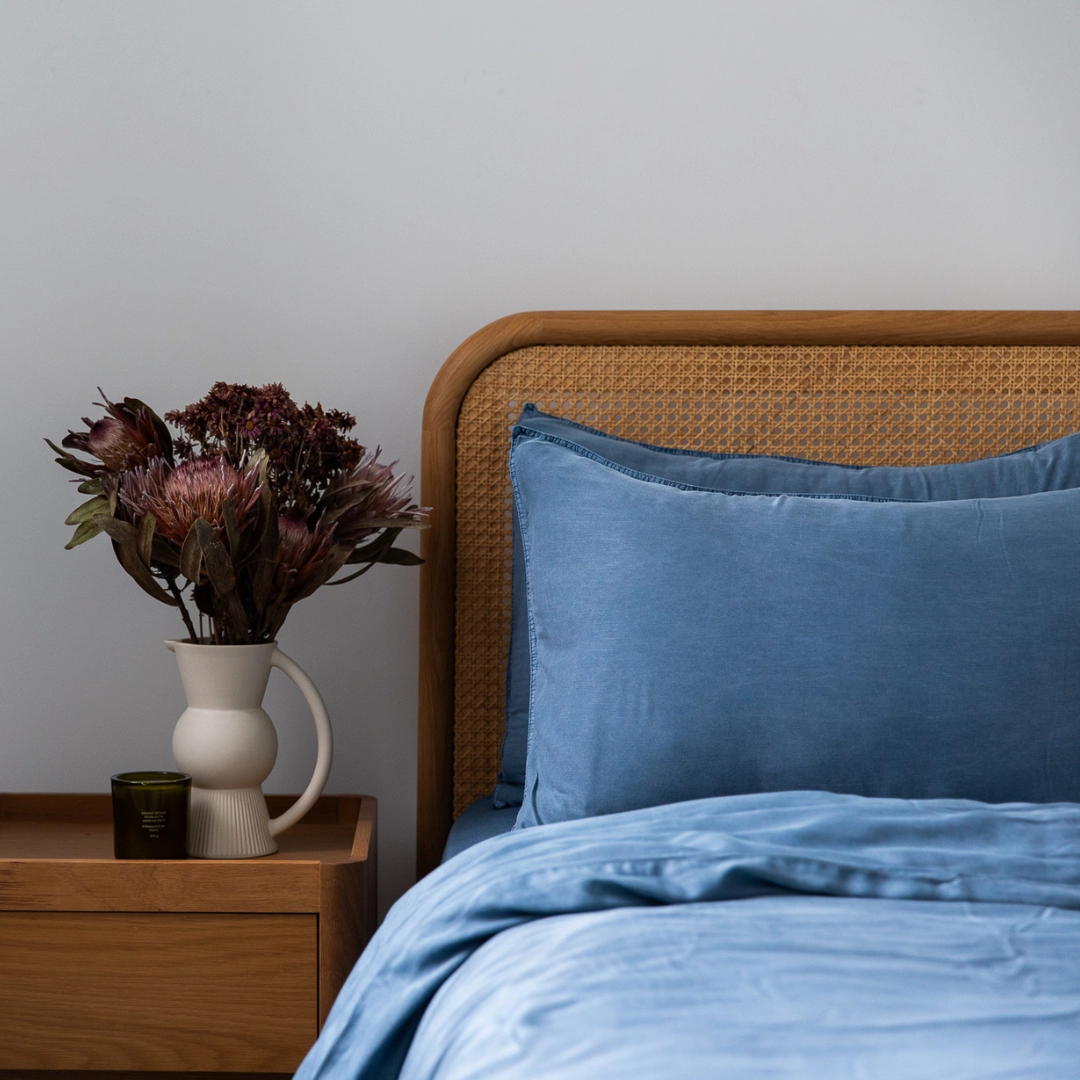 Organic Bamboo Stone Washed Quilt Cover Set - Denim