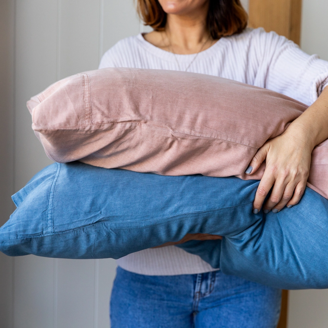 Organic Bamboo Stone Washed Quilt Cover Set - Denim