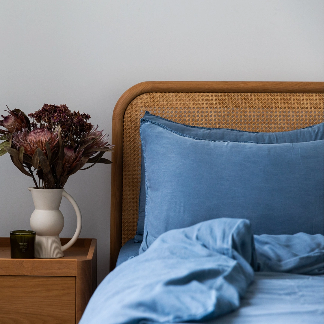 Organic Bamboo Stone Washed Quilt Cover Set - Denim