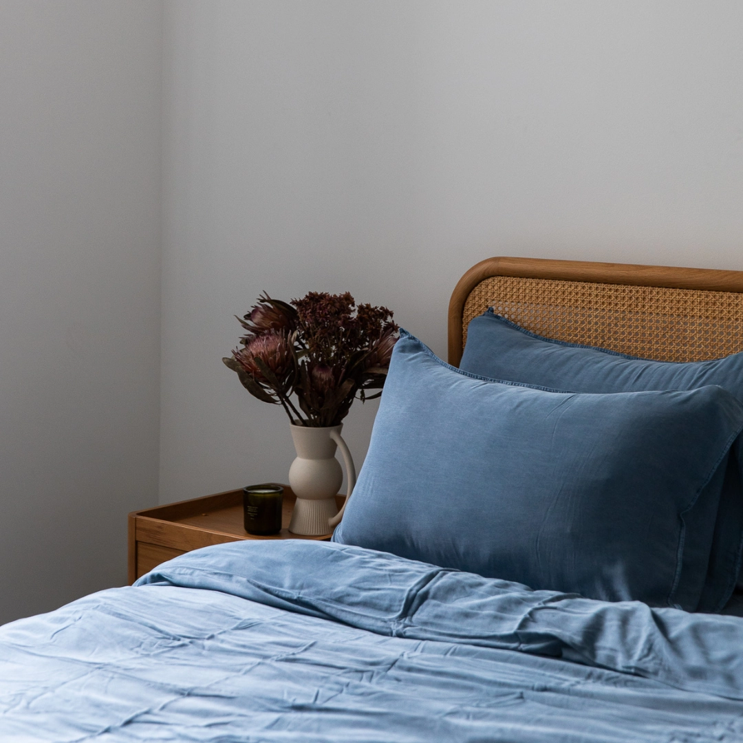 Organic Bamboo Stone Washed Quilt Cover Set - Denim