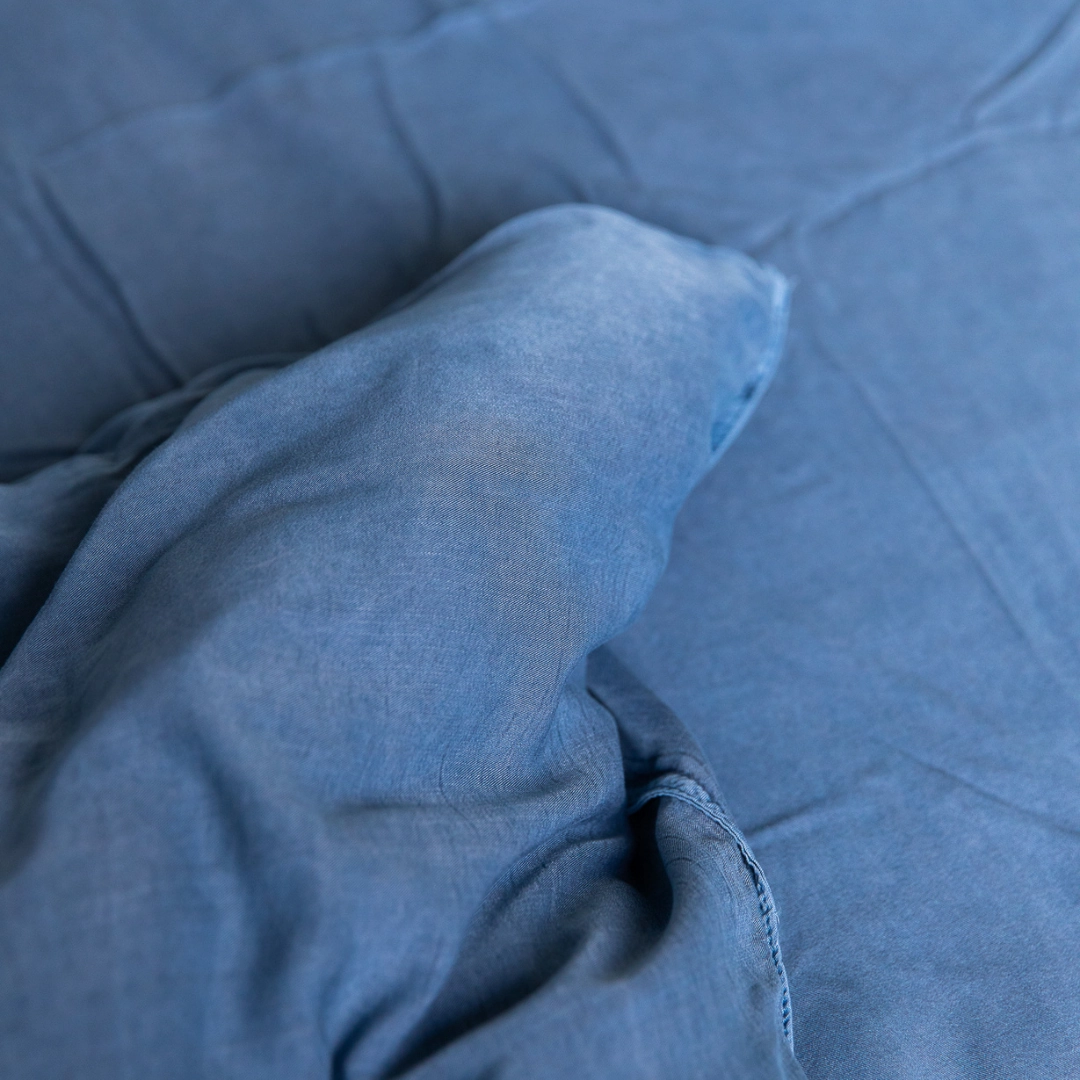 Organic Bamboo Stone Washed Quilt Cover Set - Denim