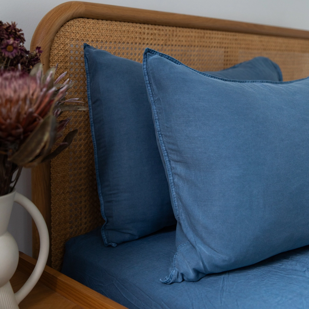 Organic Bamboo Stone Washed Quilt Cover Set - Indigo
