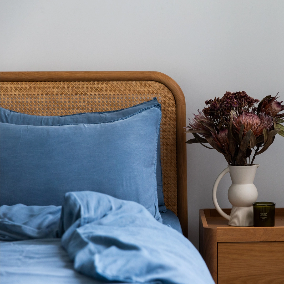 Organic Bamboo Stone Washed Quilt Cover Set - Indigo