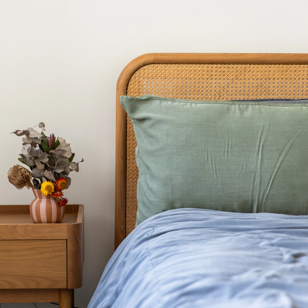 Organic Bamboo Stone Washed Quilt Cover Set - Moss