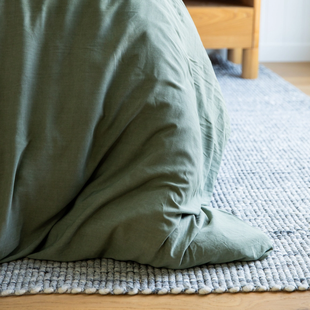 Organic Bamboo Stone Washed Quilt Cover Set - Moss