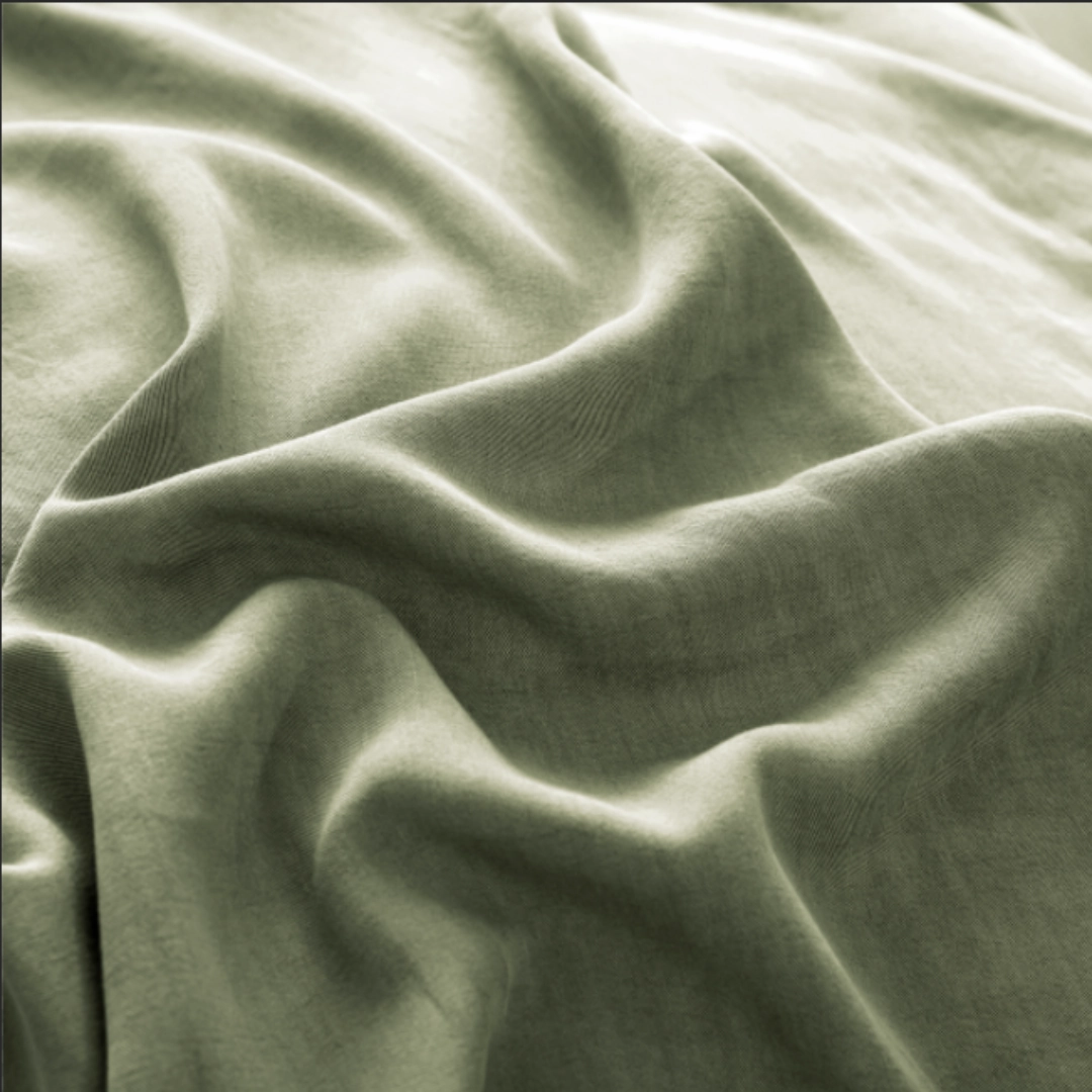 Organic Bamboo Stone Washed Quilt Cover Set - Moss
