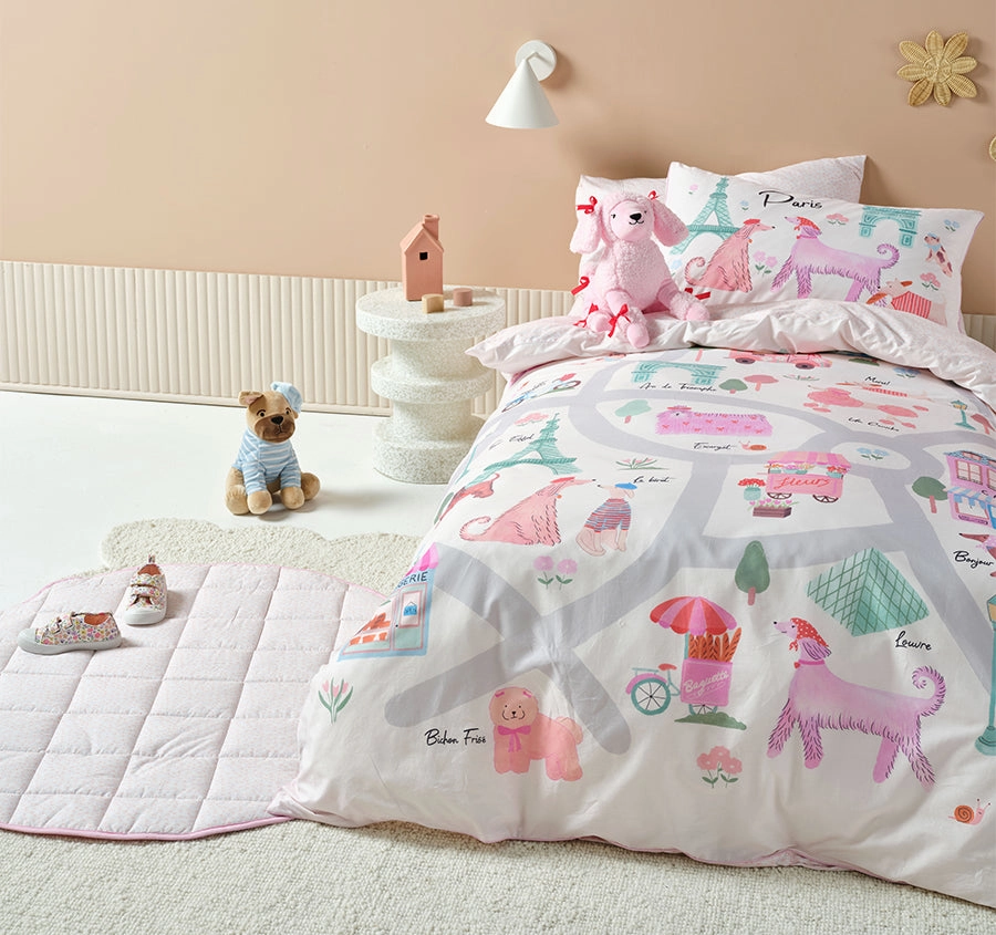 Petite Paris Quilt Cover Set Range Pink