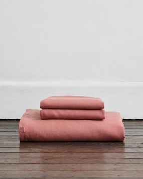 Pink Clay 100% French Flax Linen Duvet Cover Set