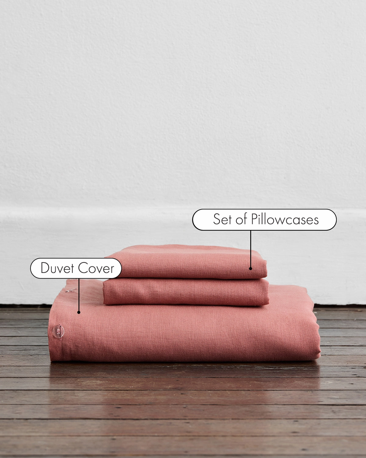 Pink Clay 100% French Flax Linen Duvet Cover Set