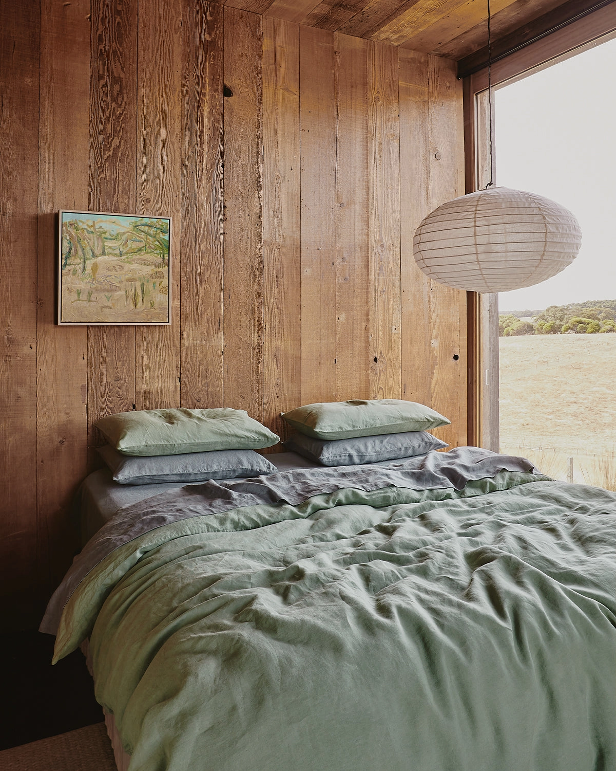 Pistachio 100% French Flax Linen Duvet Cover Set