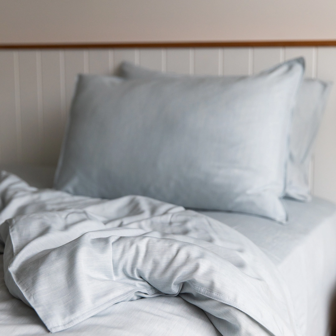 Plant Dyed Organic Bamboo Silk Quilt Cover Set - Azure