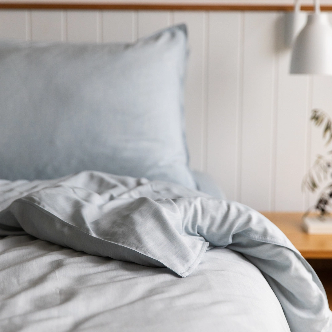 Plant Dyed Organic Bamboo Silk Quilt Cover Set - Azure