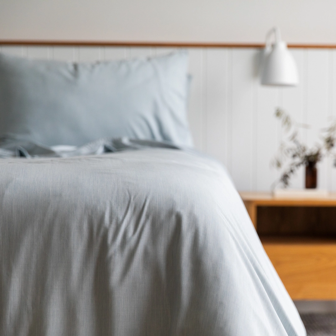 Plant Dyed Organic Bamboo Silk Quilt Cover Set - Azure