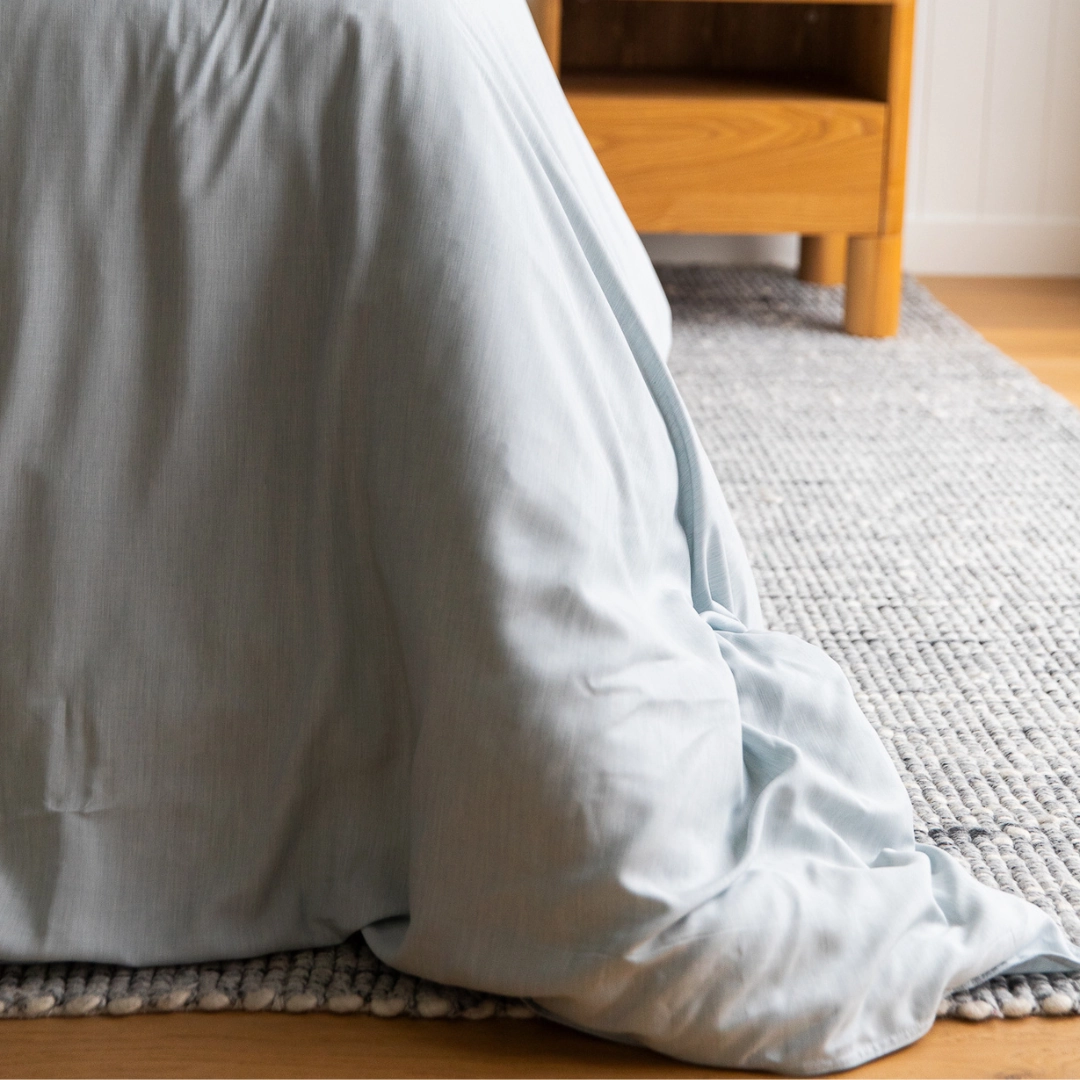 Plant Dyed Organic Bamboo Silk Quilt Cover Set - Azure
