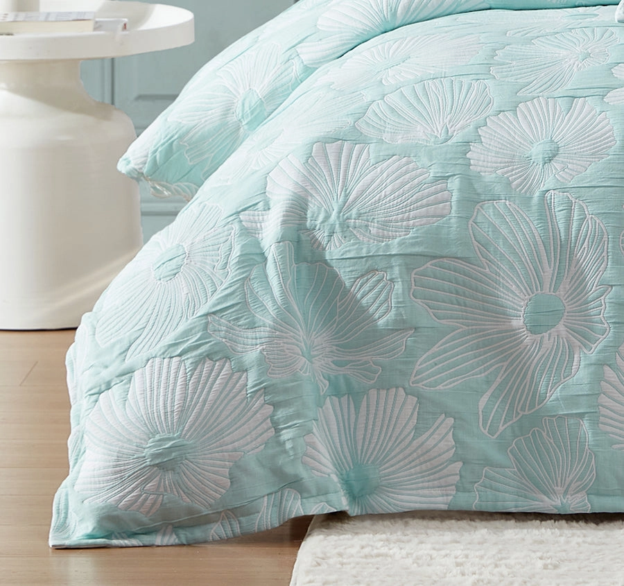 Poppi Quilt Cover Set Range Aqua