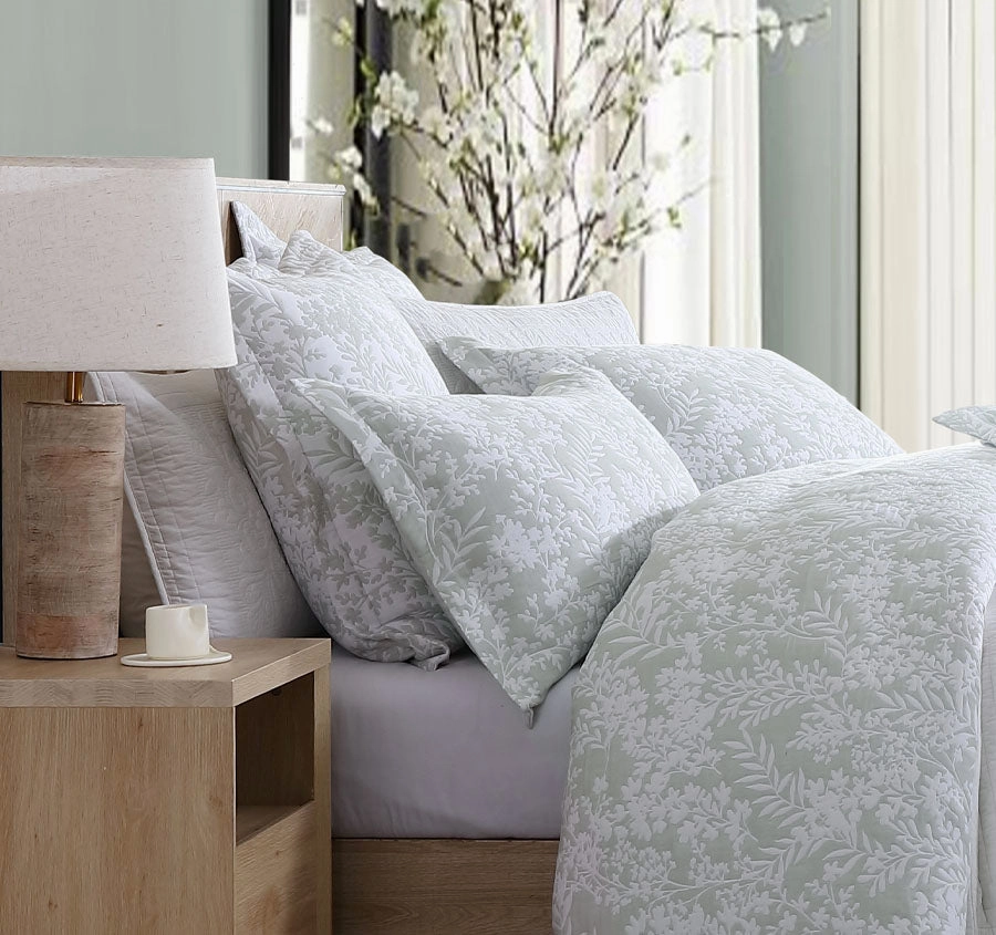 Quinn Quilt Cover Set Range Sage