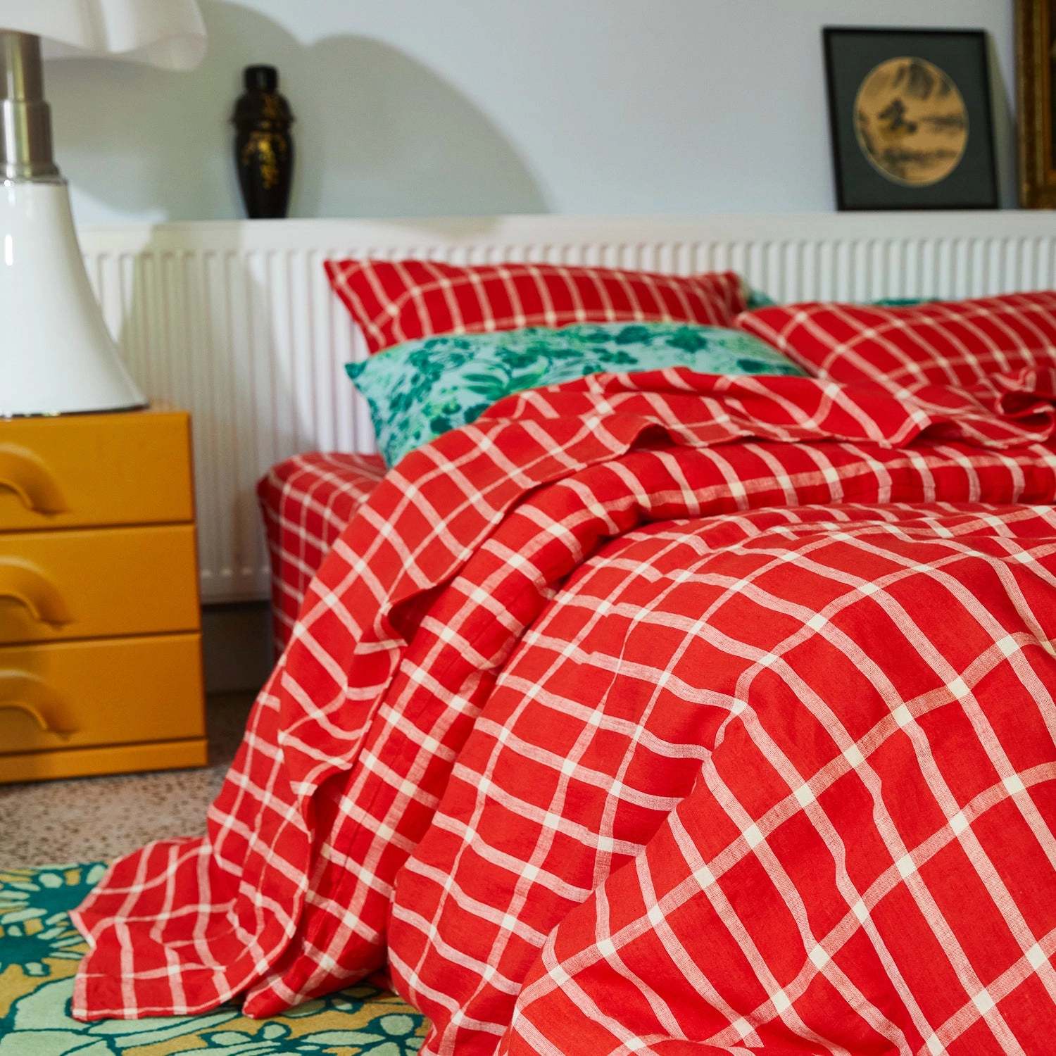 Remi Linen Quilt Cover - Scarlet