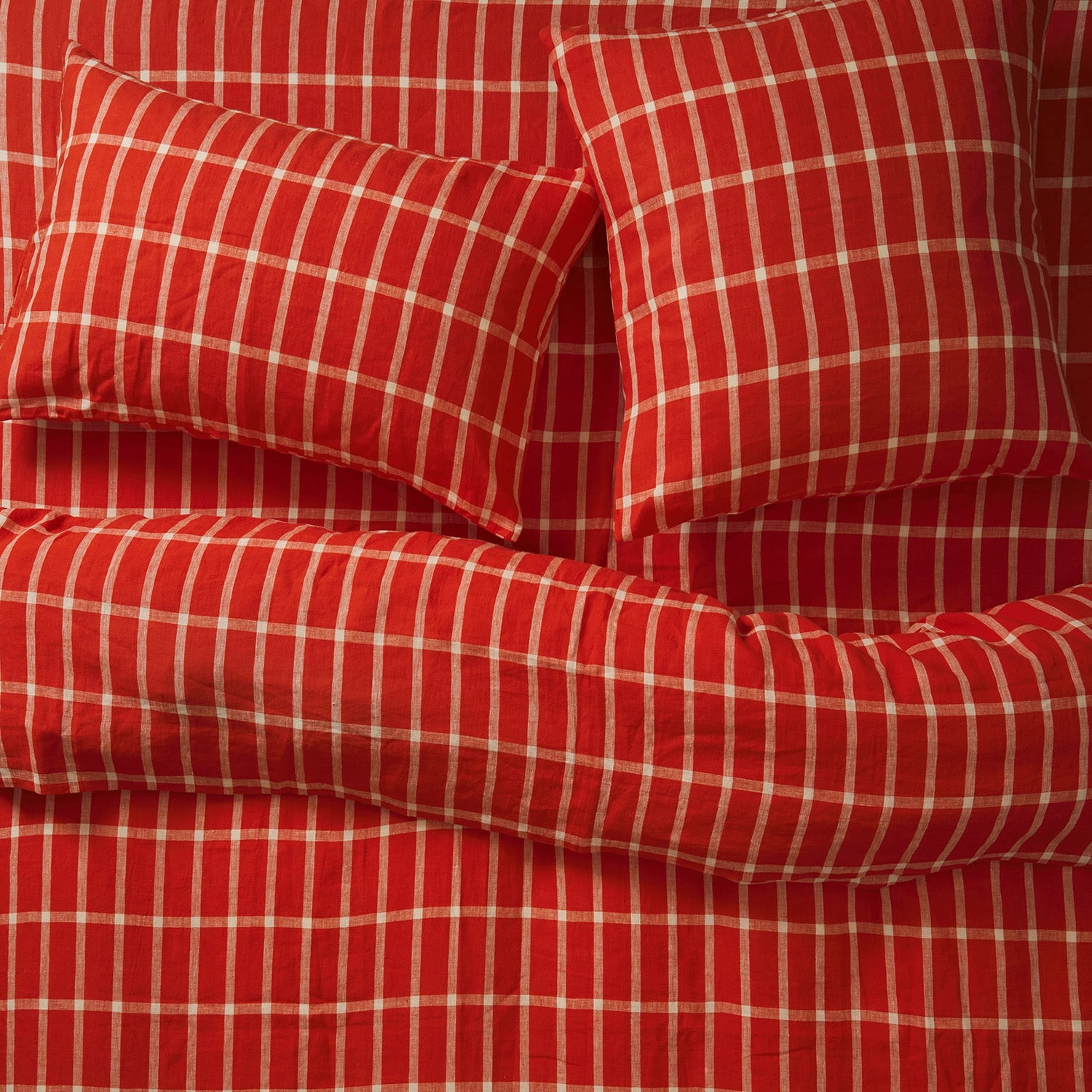 Remi Linen Quilt Cover - Scarlet