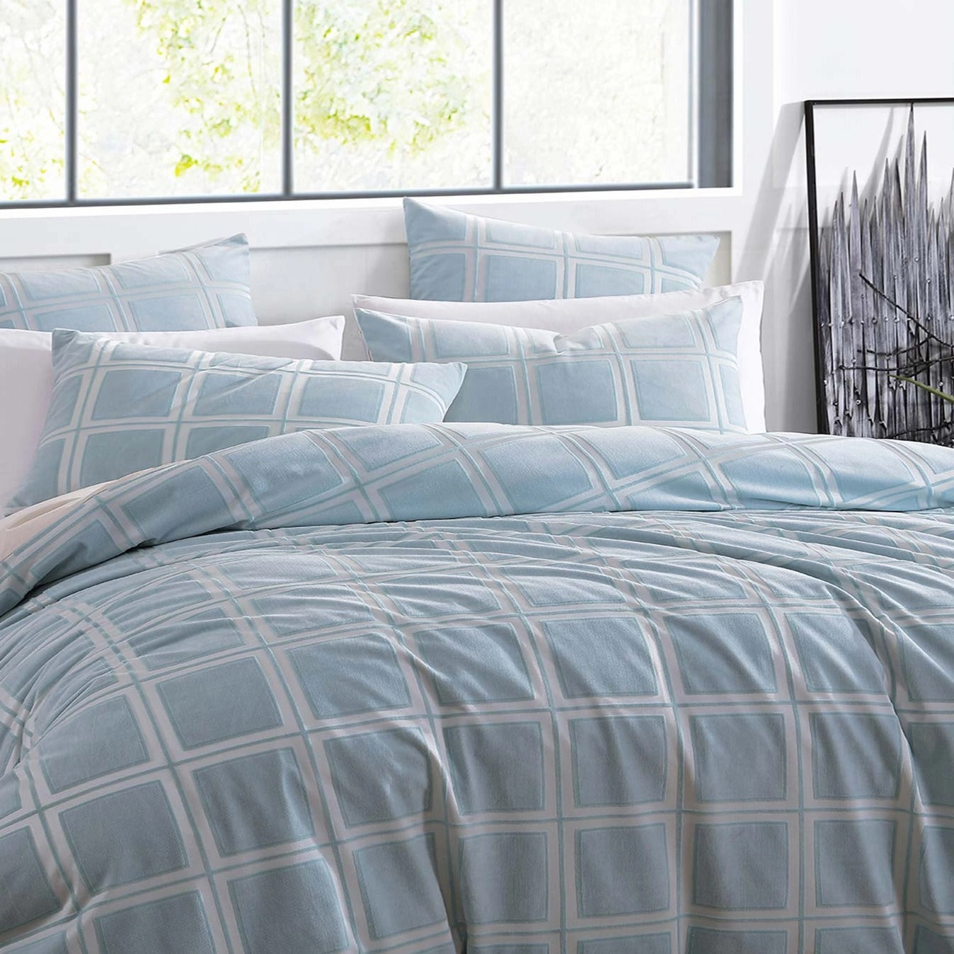 Rowan Seafoam Quilt Cover Set by Logan and Mason Platinum