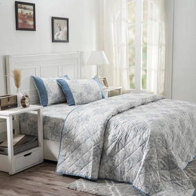 Royal Botanic 115 GSM Azalea Blue Quilt/Quilted Bed Cover