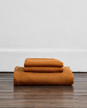 Rust 100% French Flax Linen Duvet Cover Set