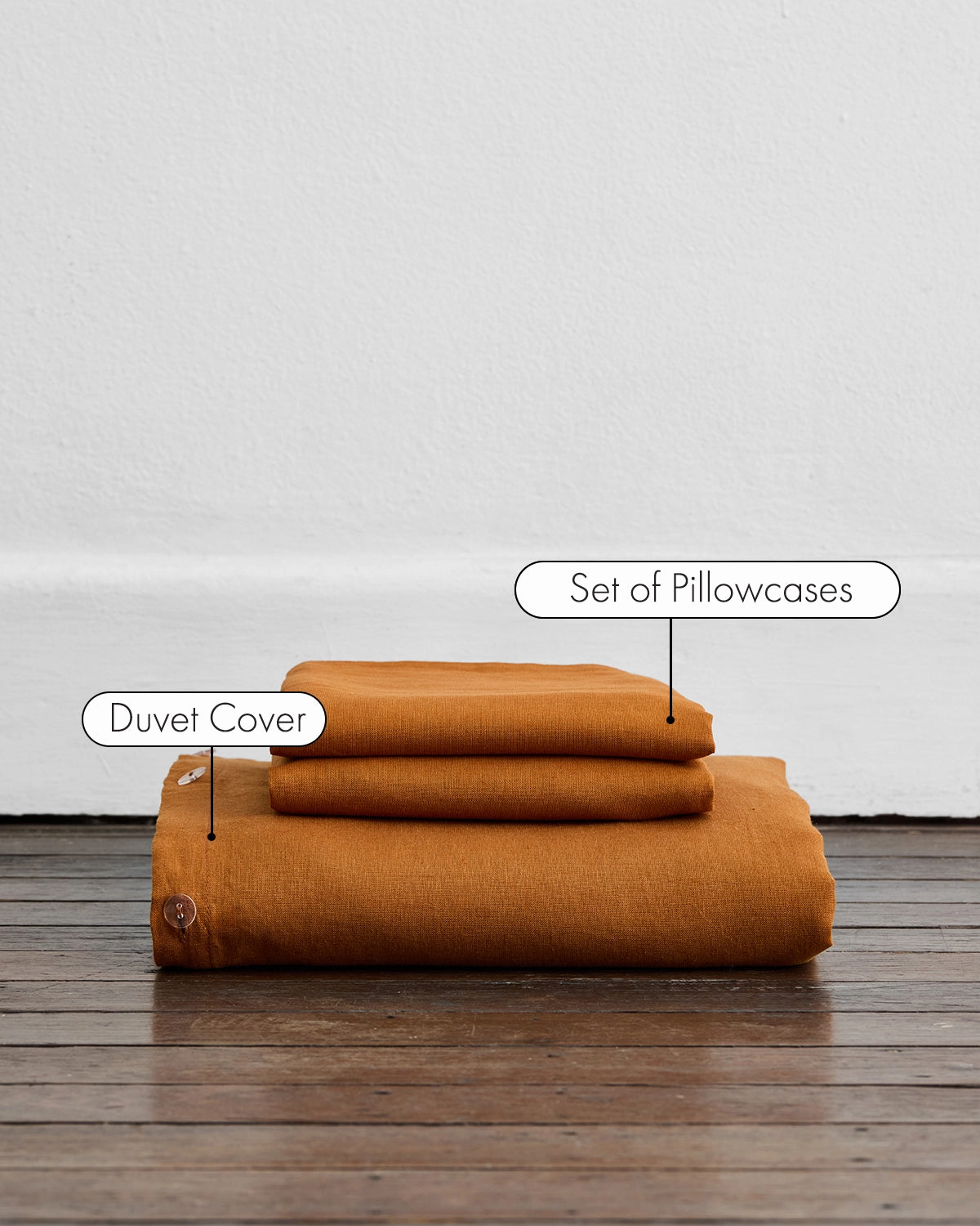 Rust 100% French Flax Linen Duvet Cover Set