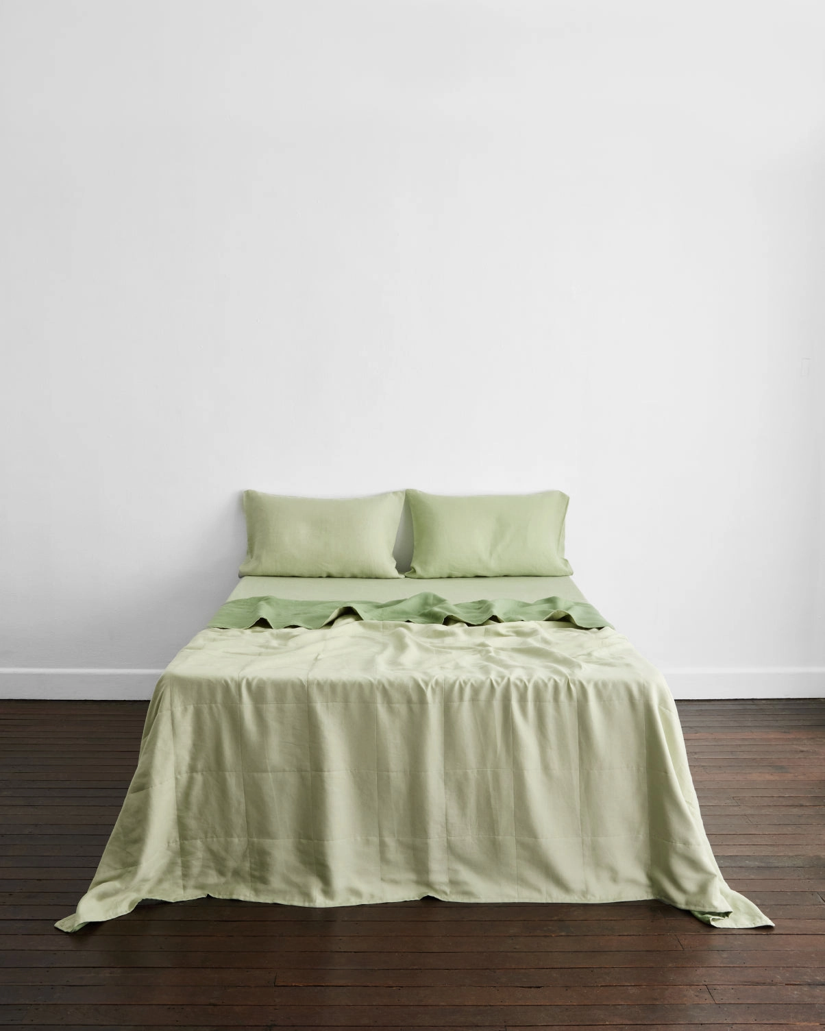 Sage & Pistachio 100% French Flax Linen Quilt Set