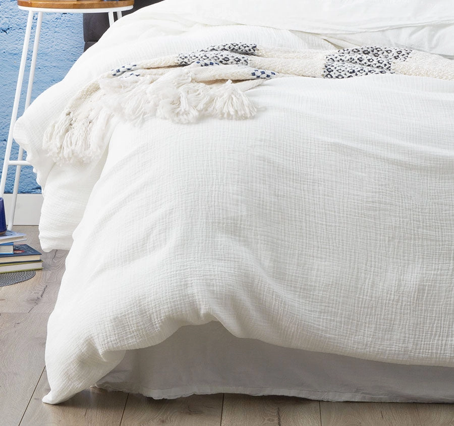 Solana Quilt Cover Set Range White