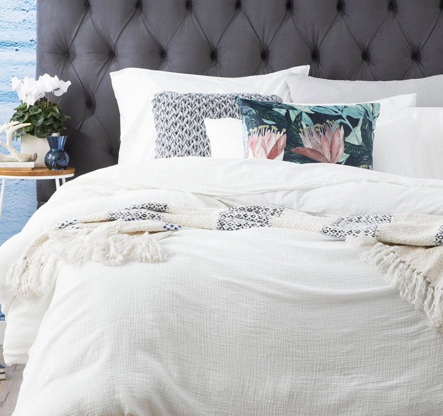 Solana Quilt Cover Set Range White