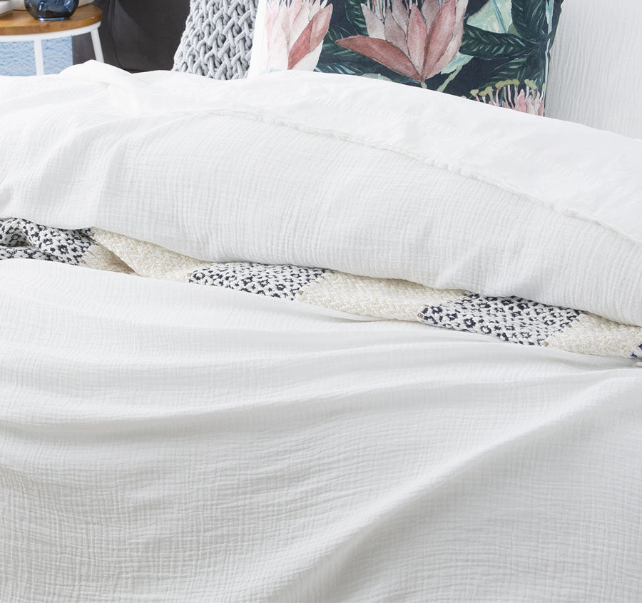 Solana Quilt Cover Set Range White