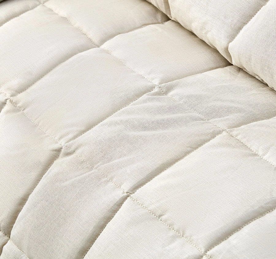 Stonewashed French Linen Coverlet Set Range Natural