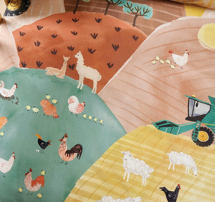 Sunset Harvest Cot Quilt Cover Rust