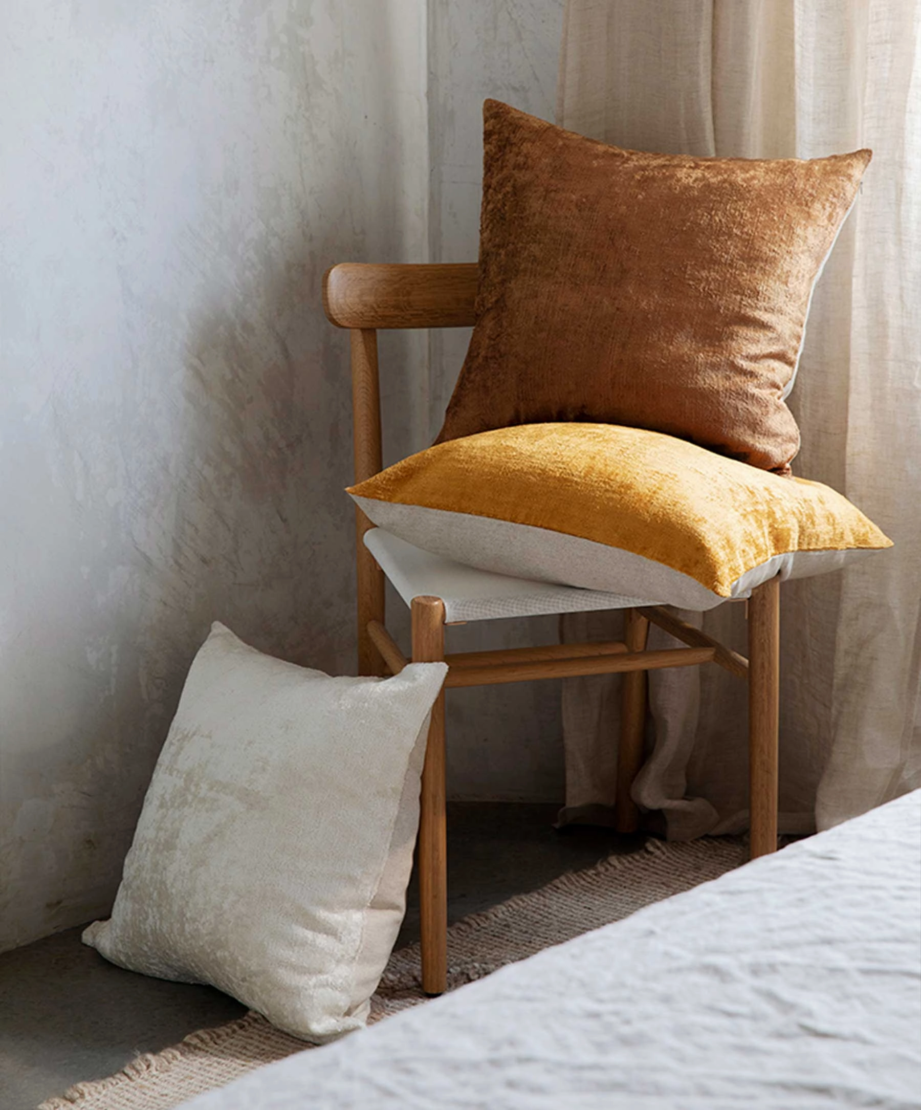 Talik Velvet Square Cushion Cover - Mustard