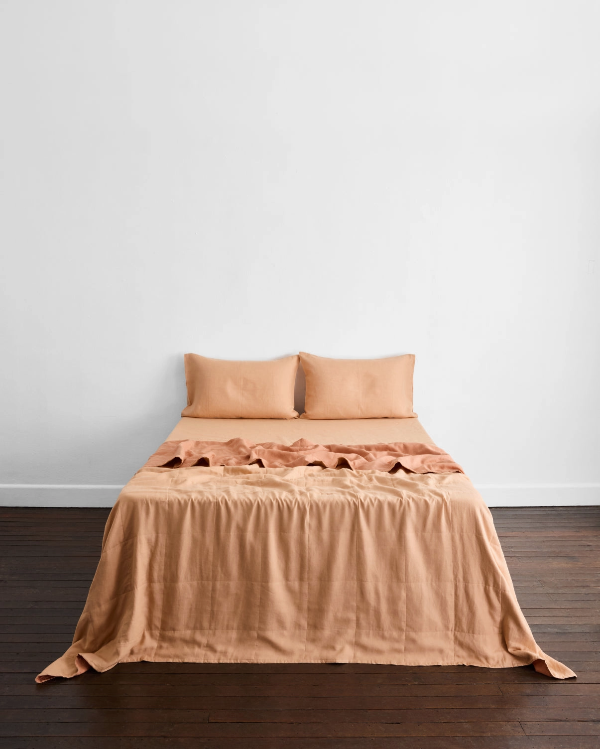 Terracotta & Hazelnut 100% French Flax Linen Quilt Set