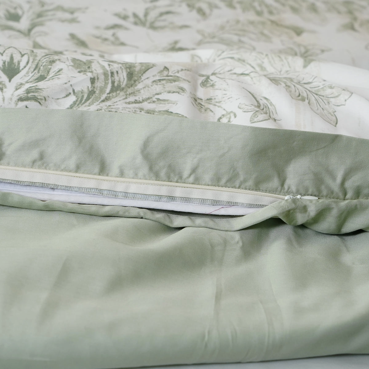Tranquil Essence Napery Classic Printed 100% Cotton Super soft Green Duvet Cover With Pillow Case