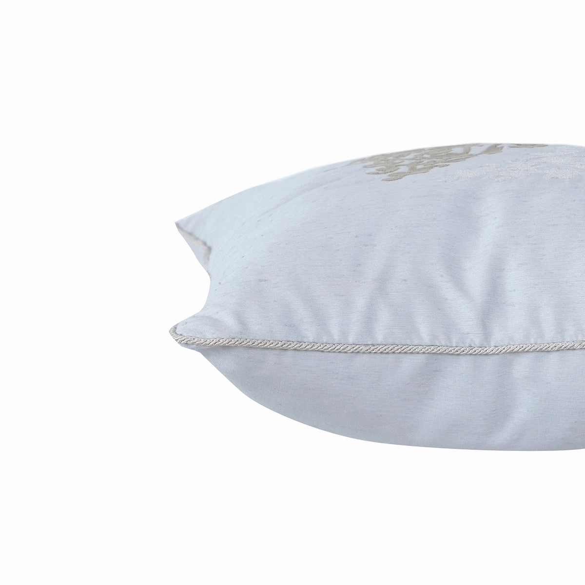 Tranquil Essence Scrollable Tatting Embroidered Viscose Blend Beige Cushion Cover
