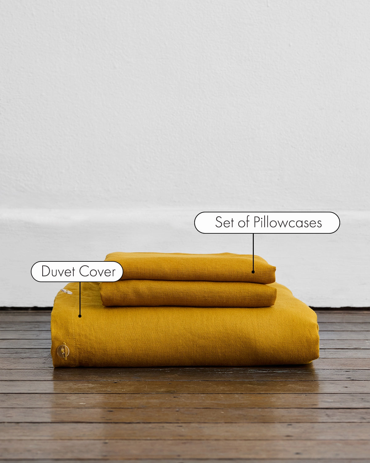 Turmeric 100% French Flax Linen Duvet Cover Set