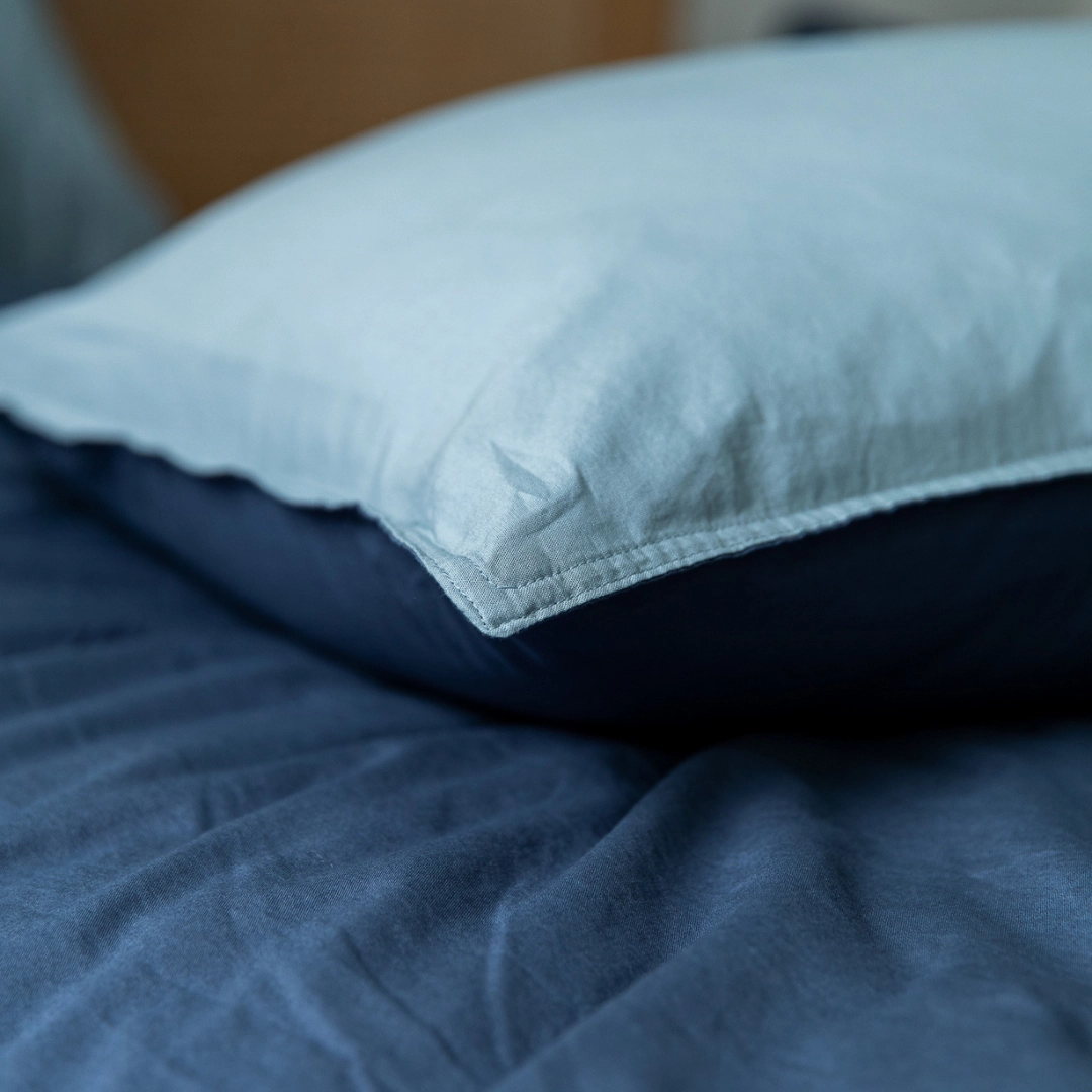 Vintage Cotton Reversible Quilt Cover Set - Denim & Sky Blue