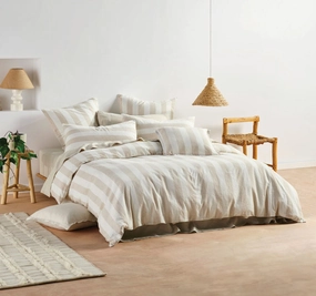Vintage Stripe Quilt Cover Set Range Natural