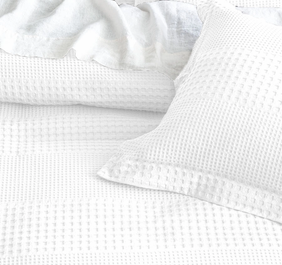 Waffle Elegance Quilt Cover Set Range White