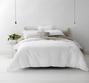 Waffle Elegance Quilt Cover Set Range White