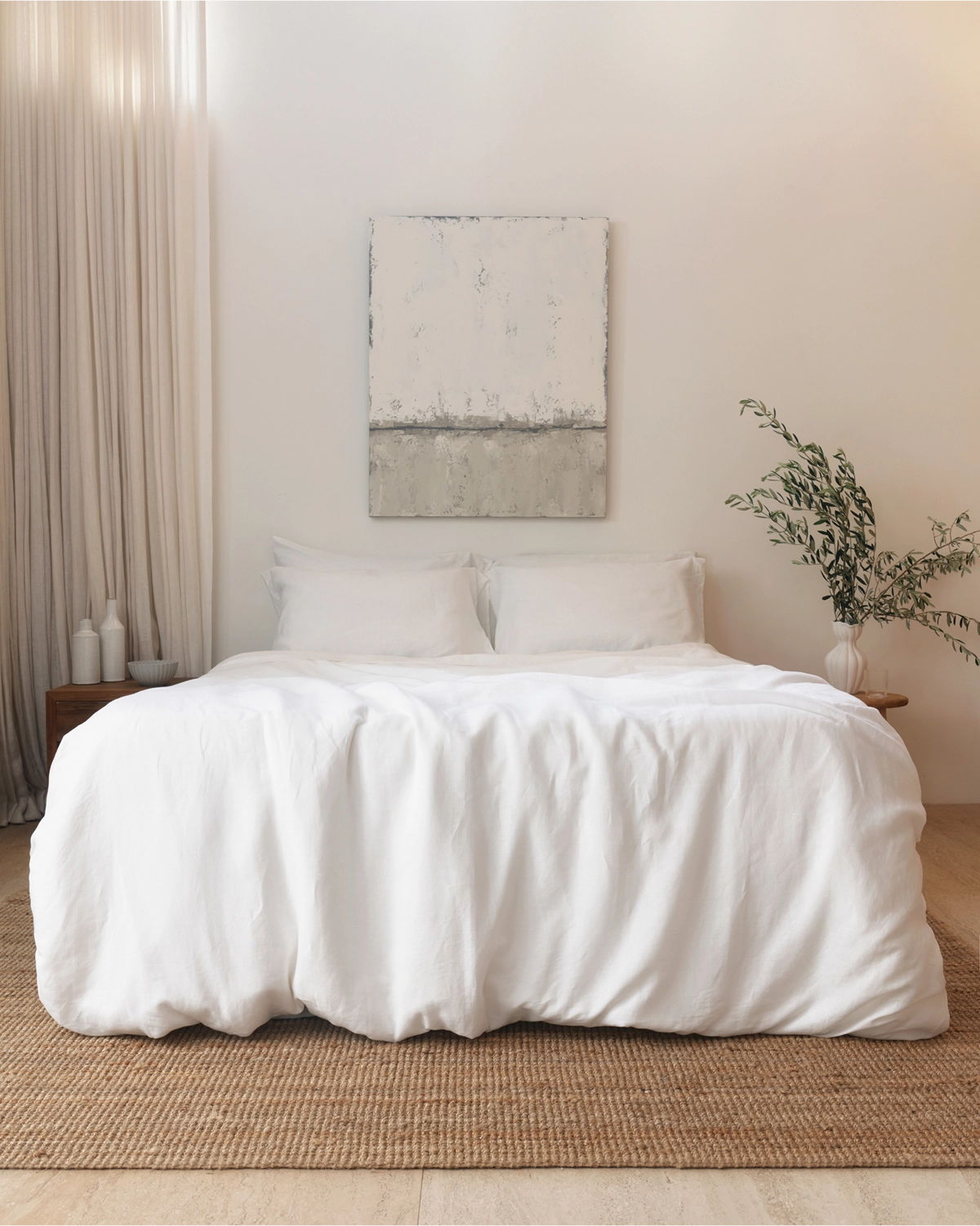White 100% French Flax Linen Duvet Cover