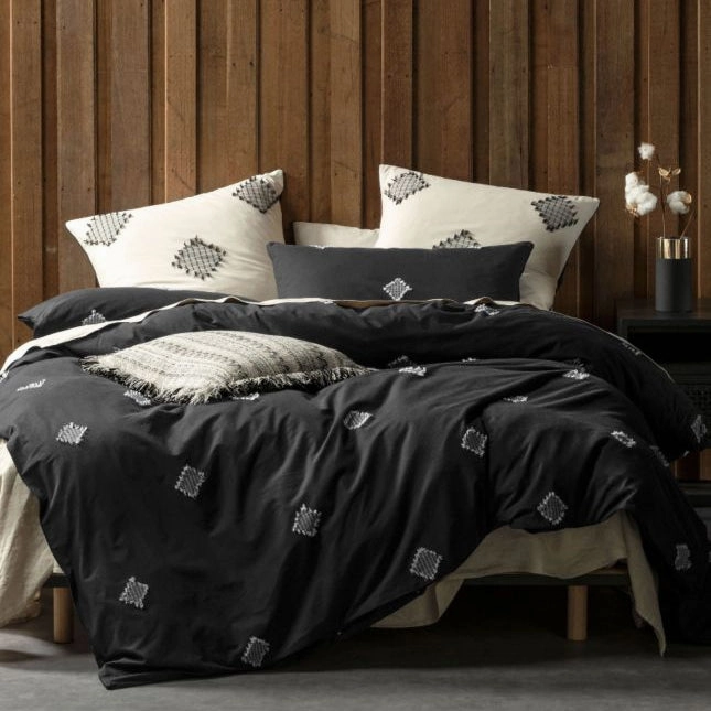 Willshaw Black Quilt Cover Set by Linen House