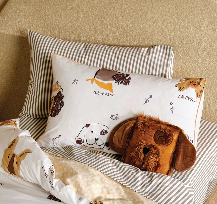 Woof Woof Quilt Cover Set Range White