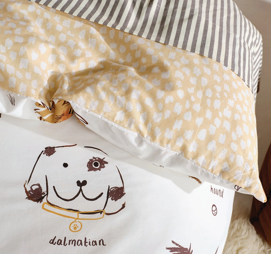 Woof Woof Quilt Cover Set Range White